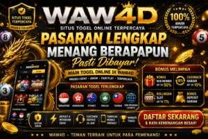 Banner WAW4D situs togel online terpercaya dengan pasaran lengkap, bonus melimpah, cashback harian, dan layanan deposit withdraw cepat.