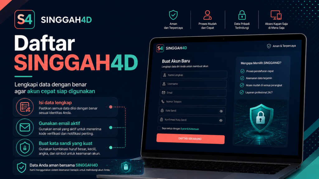 Ilustrasi akun SINGGAH4D siap digunakan setelah proses pendaftaran dan verifikasi selesai