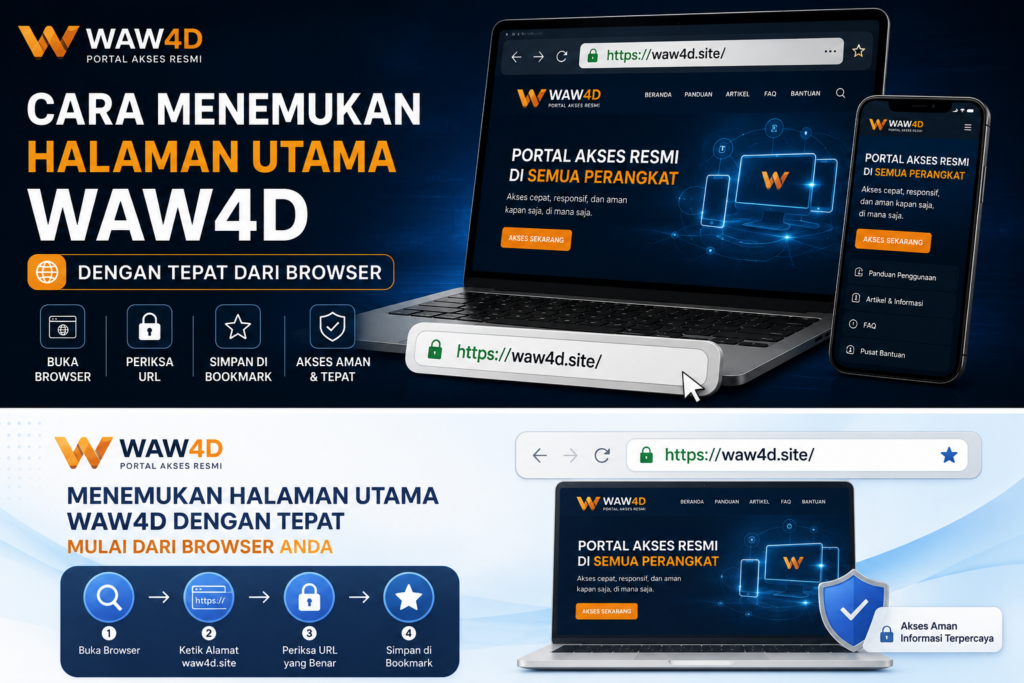 Halaman utama WAW4D sebagai portal akses resmi melalui browser di HP dan desktop