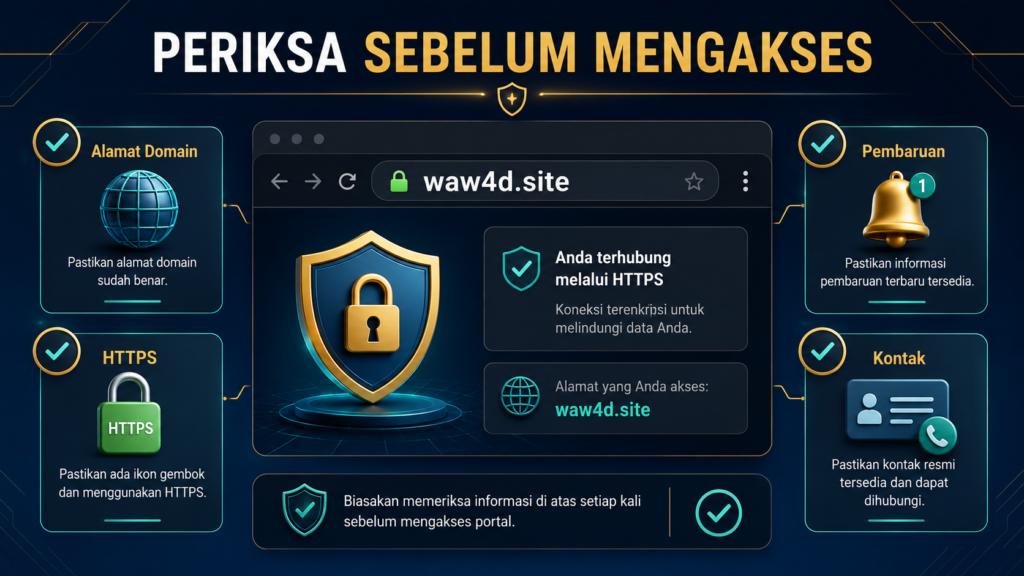 Cara memeriksa domain HTTPS pembaruan dan kontak sebelum mengakses portal WAW4D