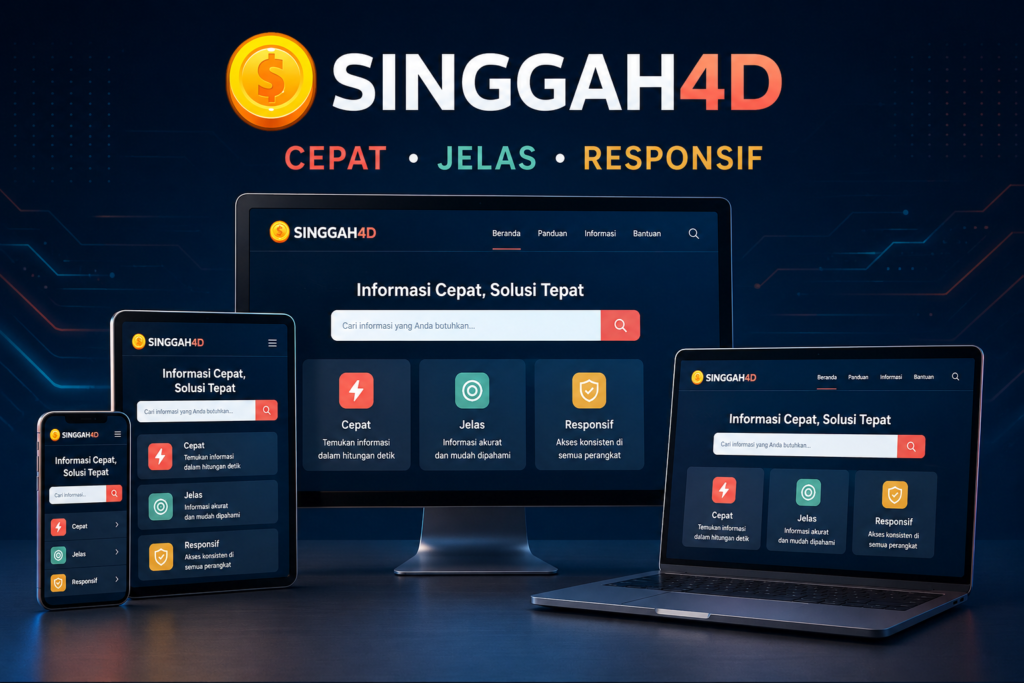 Portal SINGGAH4D responsif di ponsel tablet laptop dan komputer desktop