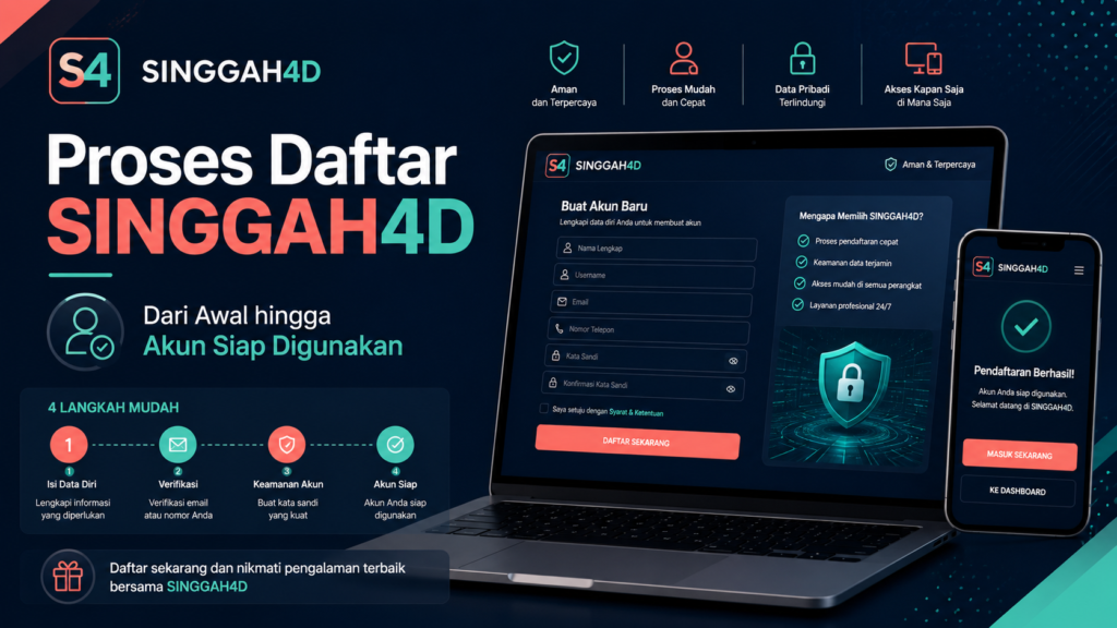 Ilustrasi proses daftar SINGGAH4D dari awal hingga akun siap digunakan