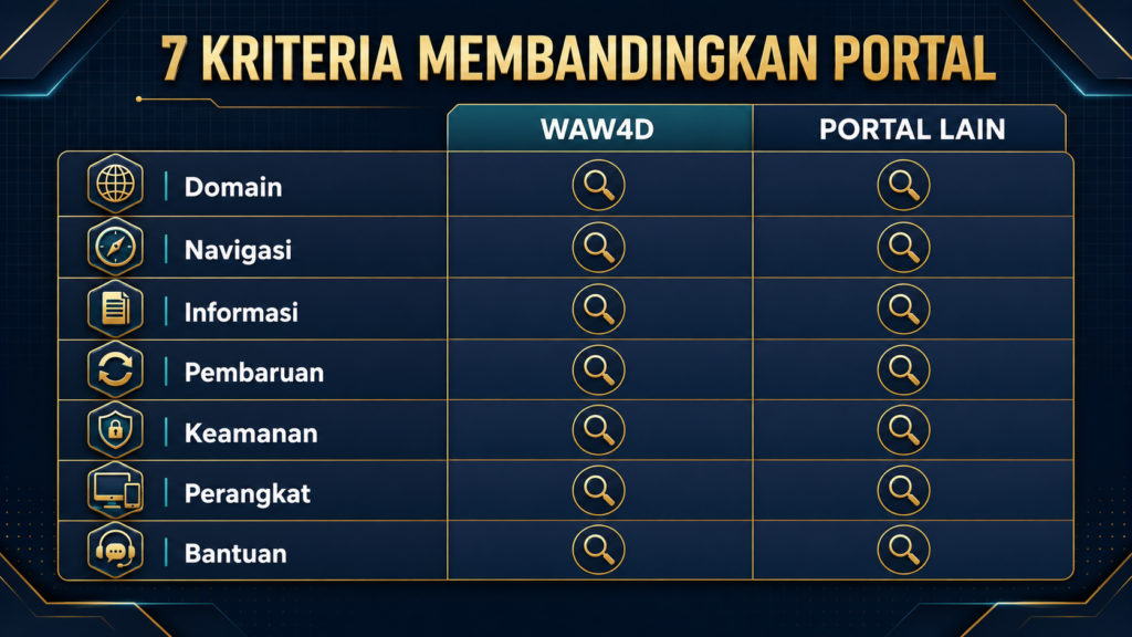 Tujuh kriteria membandingkan WAW4D dan portal lain secara objektif